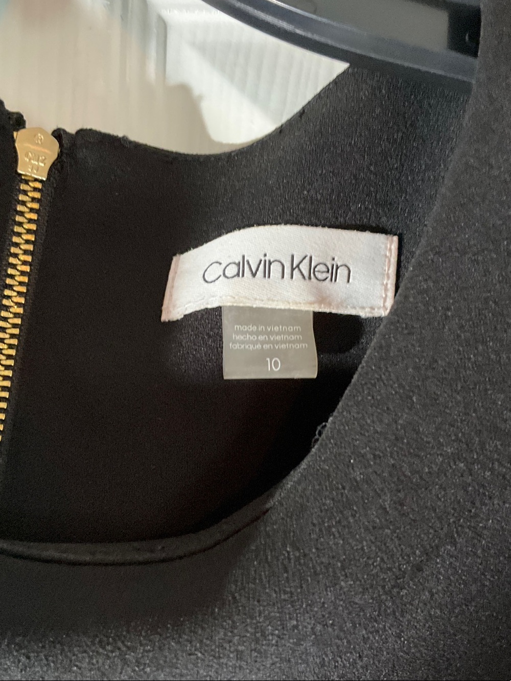 Calvin Klein women’s Black Midi Dress with Gold Zipper